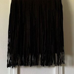 Passarella Black Faux Suede Fringe Mini Skirt Western Boho Style 1087 Mens M
